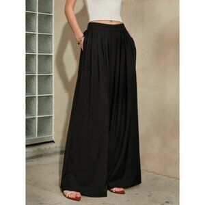 #198 Mid-Waist Pleated Wide Leg Pants